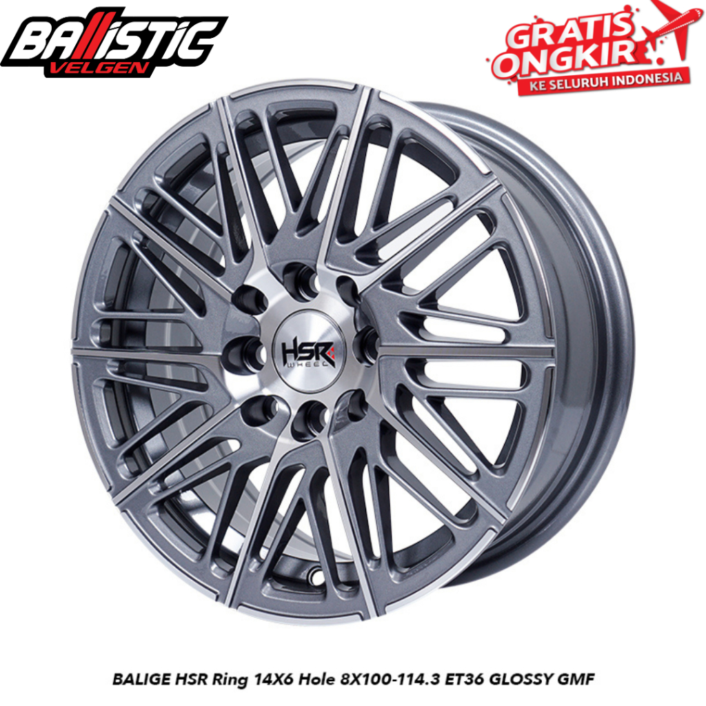 Jual Velg Racing HSR Balige R14 Lebar 6 Pcd 4x100 114 3 Et36 Grey