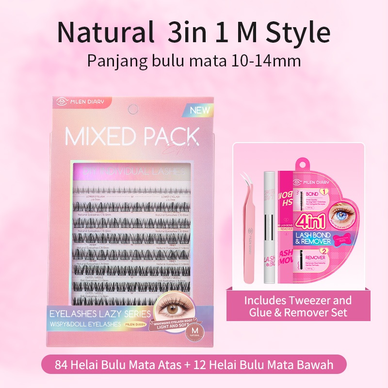 Jual MLEN DIARY Bulu Mata Individual Segmented Wispy Cluster Terlaris D