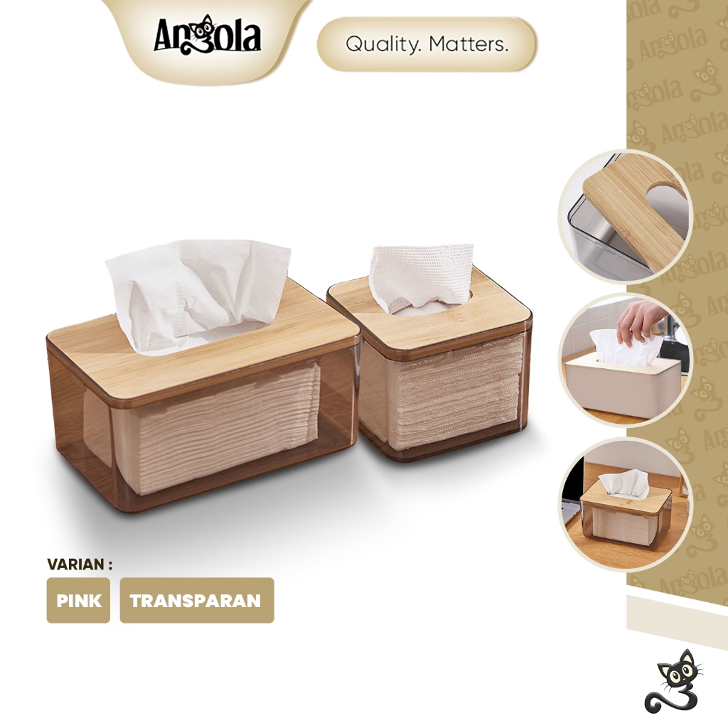 Jual ANGOLA Kotak Tisu Bambu Minimalis D43 D58 Tissue Box Nordic Style