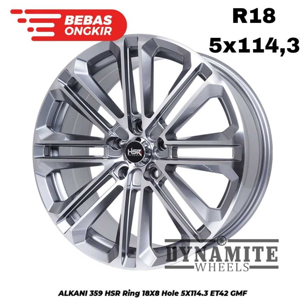 Jual Harga Velg Mobil HSR Ring 18 Lebar 8 HSR ALKANI Velg R18 Baut 5