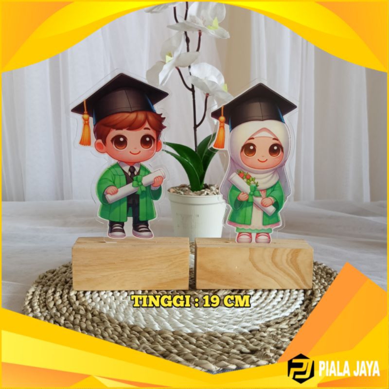 Jual COD PIALA AKRILIK WISUDA MODEL BARU TATAKAN KAYU PIALA AKRILIK