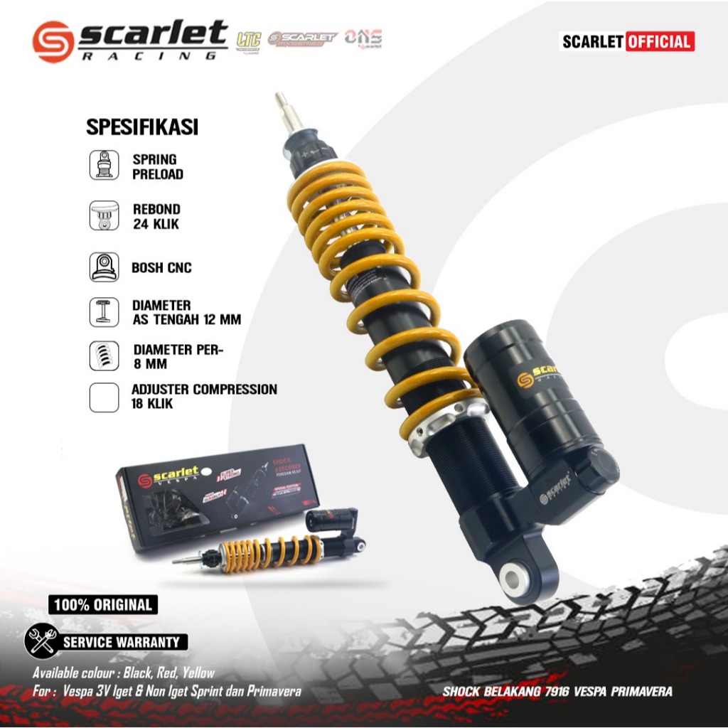 Jual Scarlet Racing Shock Vespa Set Depan Belakang Sprint