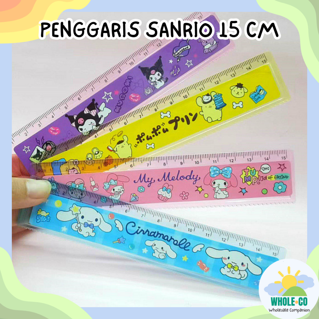 Jual Penggaris Sanrio Premium Panjang 15 Cm Melody Kuromi Pom Pom Purin