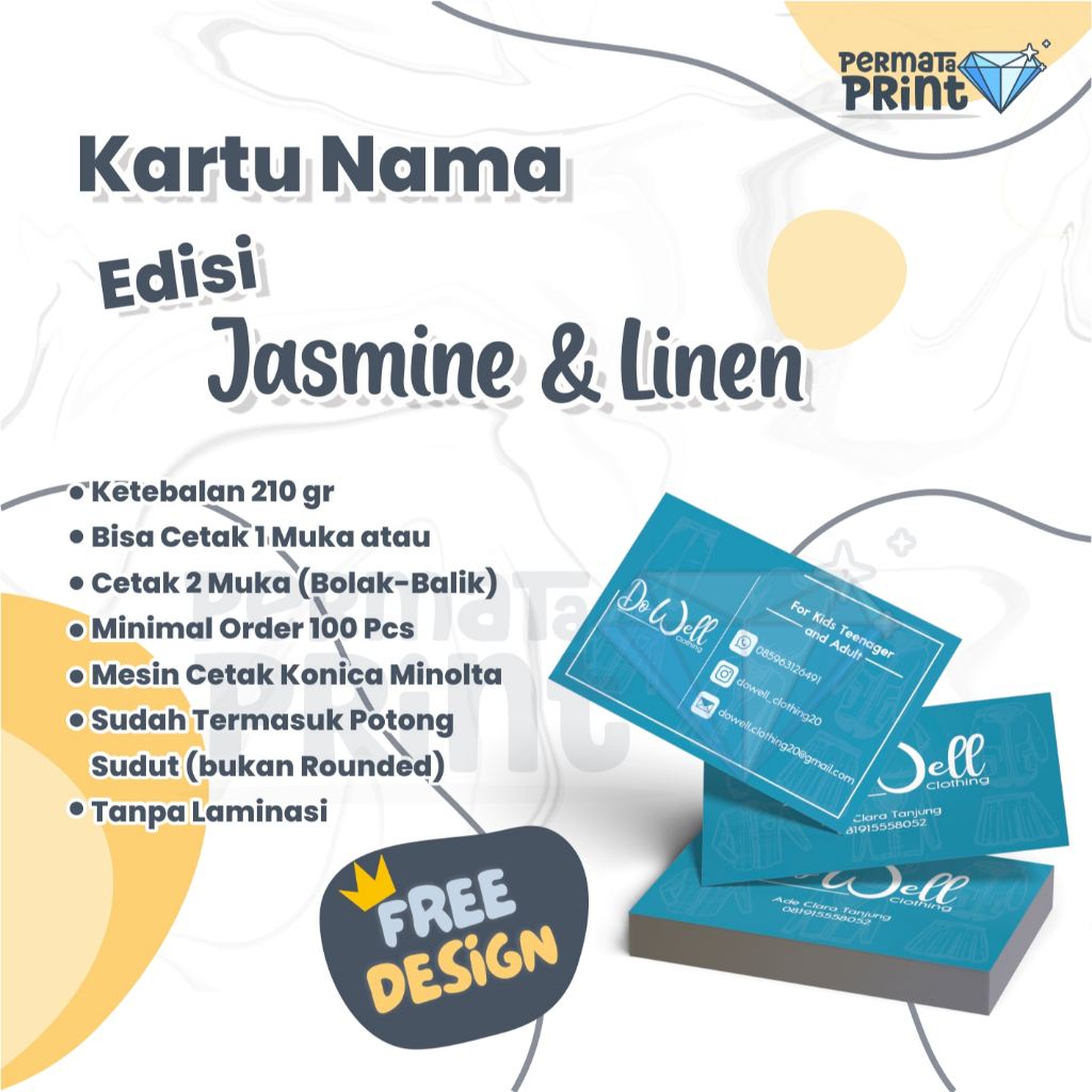 Jual Kartu Nama Bahan Jasmine Linen PREMIUM Namecard Custom Kartu