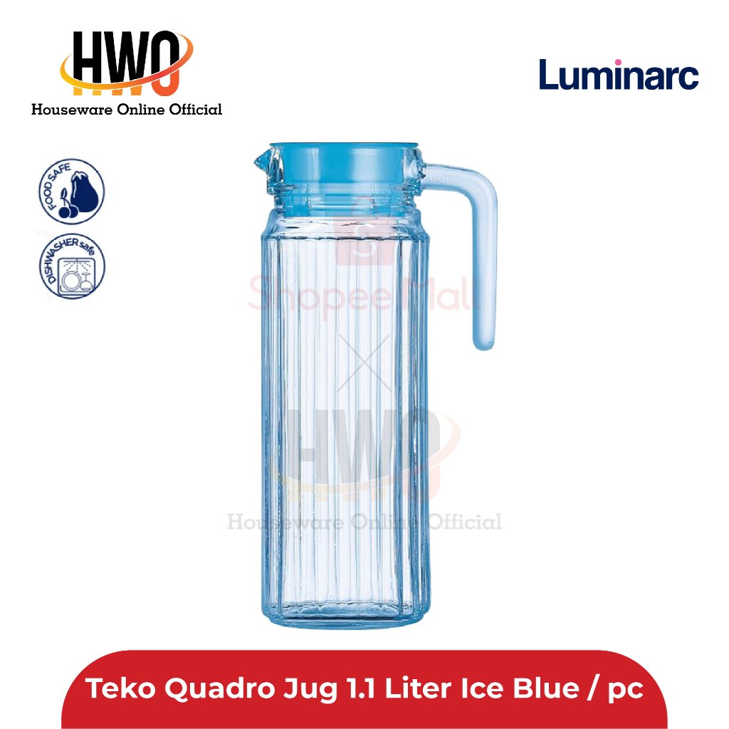 Jual Luminarc Teko Quadro Jug 1 1 Liter Ice Blue Pc Shopee Indonesia