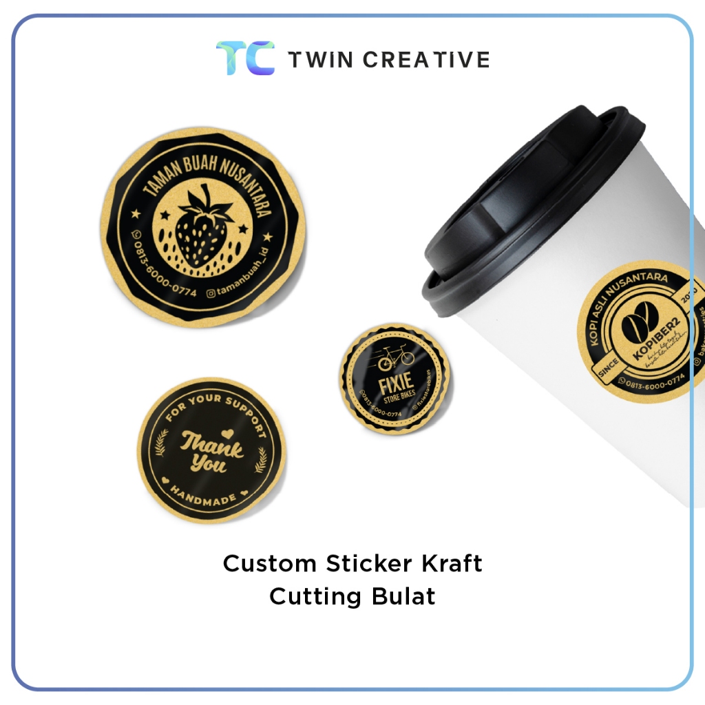 Jual Twindigital Custom Sticker Kraft Cetak Segel Label Kemasan Cofee