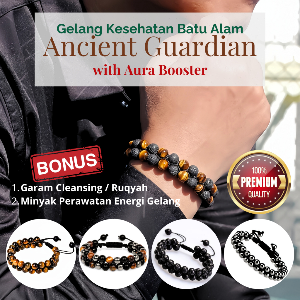 Jual ANCIENT GUARDIAN 2 LAYER Gelang Aura Kesehatan Batu Alam Akik Asli