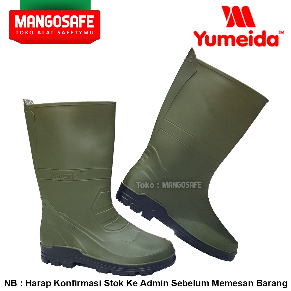 Jual Sepatu Boot Karet PVC Warna Hijau YUMEIDA YM6 Rubber Boots Hujan