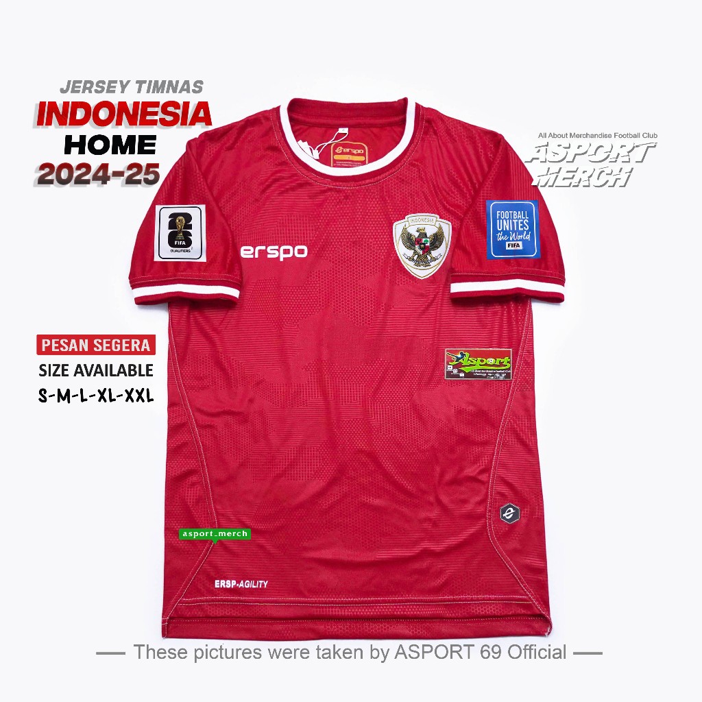 Jual JERSEY BOLA TIMNAS INDONESIA HOME ERSPO 2024 2025 JERSEY ERSPO