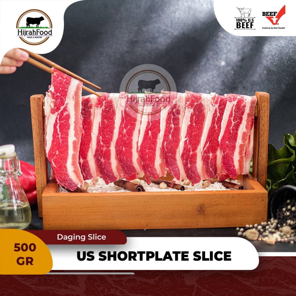 Jual Hijrahfood Slice Beef US Shortplate Daging Lapis Iris Sukiyaki