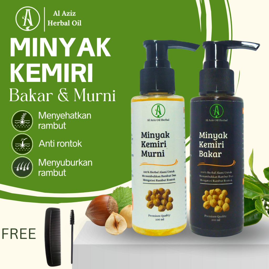 Jual AL AZIZ PENUMBUH RAMBUT MINYAK KEMIRI BAKAR DAN MURNI ALAMI