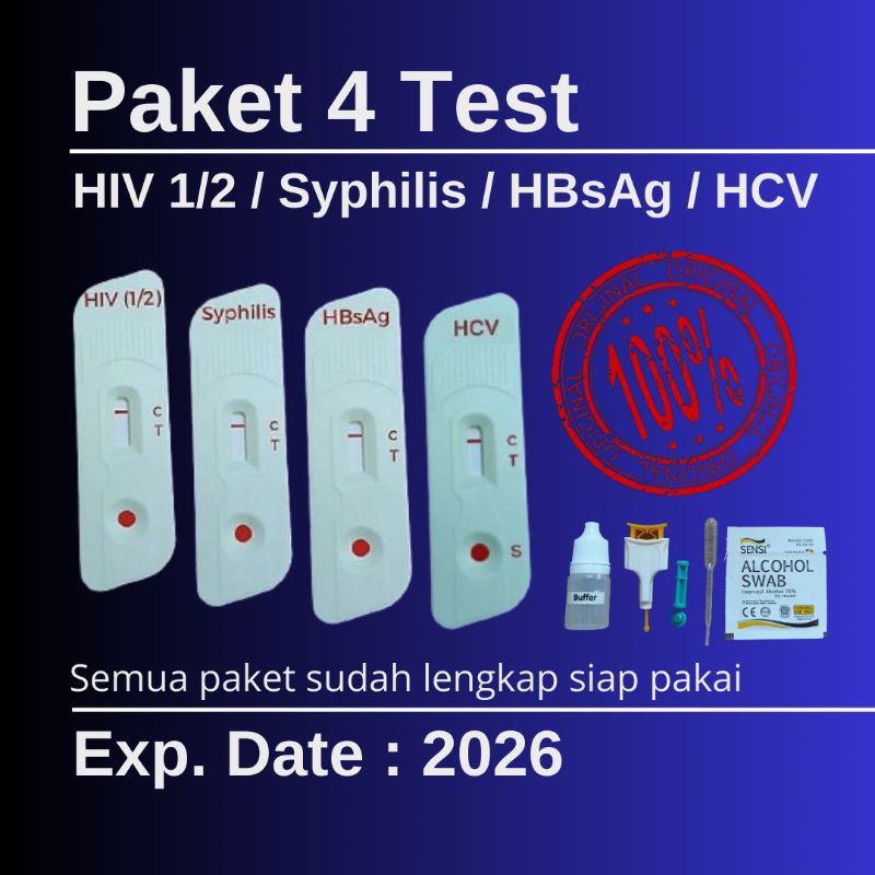 Jual Paket 4 Test HIV Syphilis HBsAg HCV Lengkap Healgen Shopee