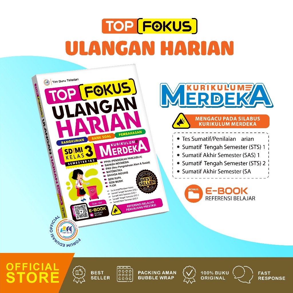 Jual BUKU SD TOP FOKUS ULANGAN HARIAN KELAS 1 6 KURIKULUM MERDEKA