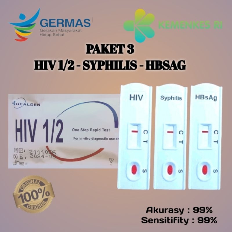 Jual Paket Murah Test HIV SYPHILIS HBSAG Card 1 Paket 3 Test