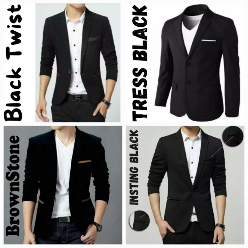 Jual Jas Blazer Pria Keren Casual Formal Keren Model Korea Slimfit