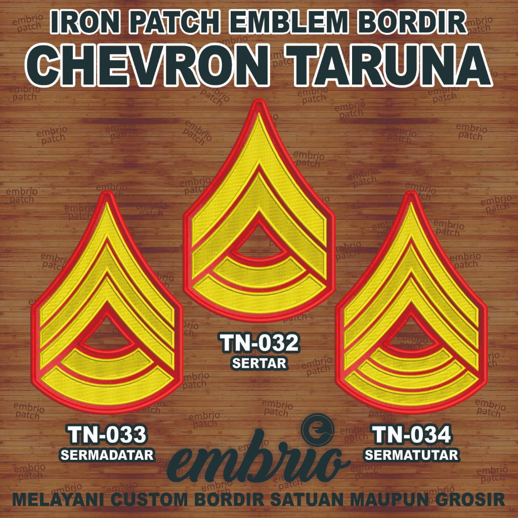 Jual Emblem Bordir Chevron Pangkat Taruna Tni Akmil Aau Aal Akpol Patch