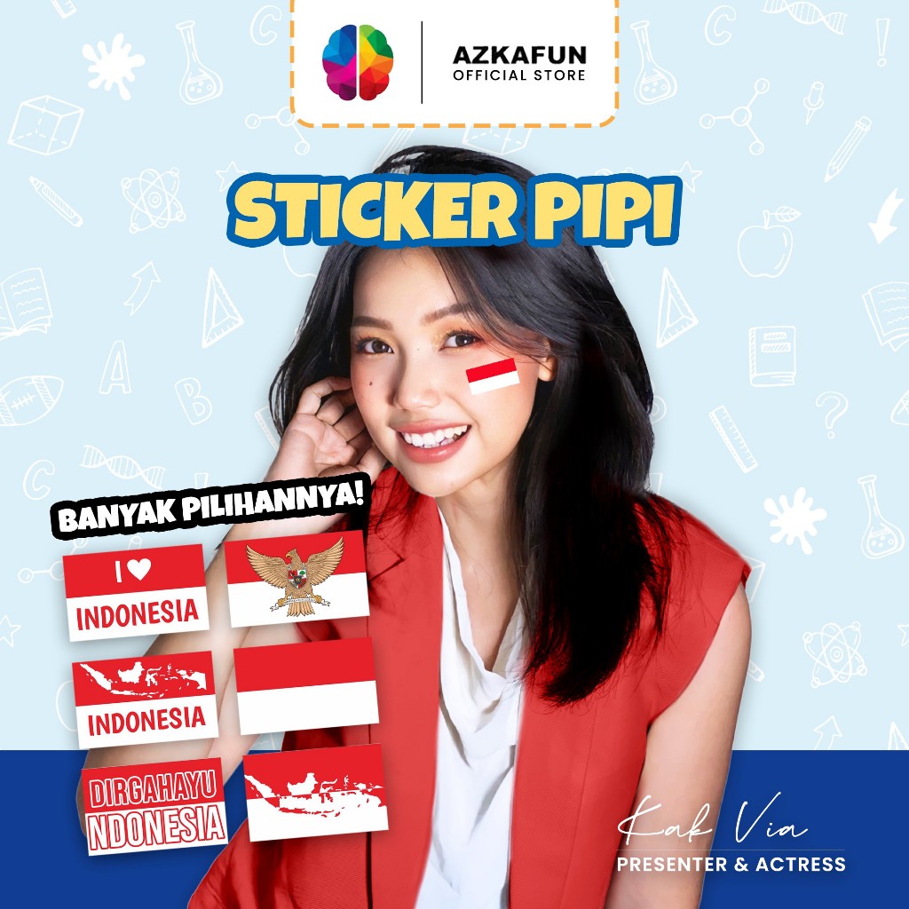 Jual Sticker Pipi Merah Putih Tempelan Pipi Bendera Indonesia 17