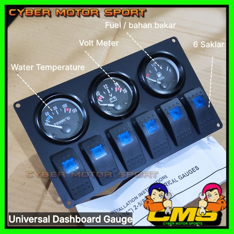 Jual Gauge Indikator Mobil 3in1 Volt Meter Ampere Daya Water