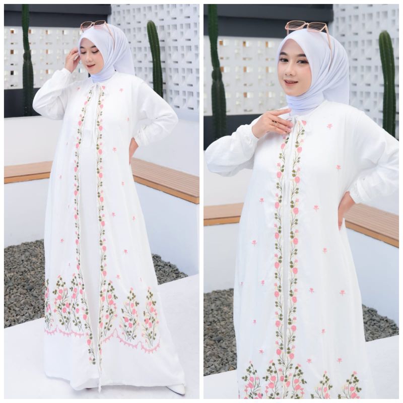 Jual Gamis Model Sabyan Terbaru Gamis Polo Linen Jumbo Variasi Bordir