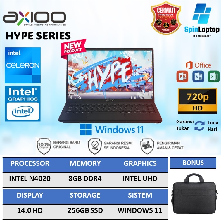 Jual LAPTOP AXIOO HYPE SERIES INTEL N4020 8GB 256GB SSD WINDOWS 11