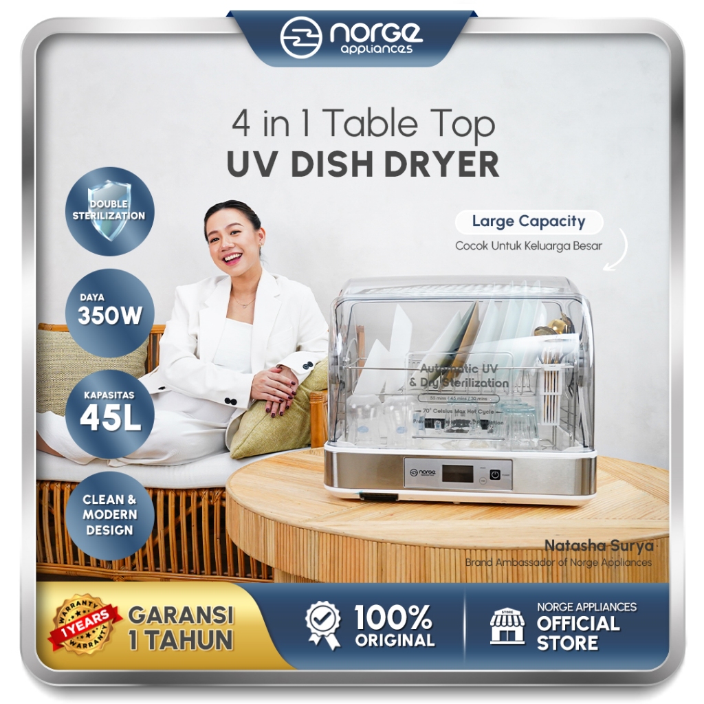 Jual Norge 4 In 1 Table Top UV Dish Dryer 45L 350W Rak Piring