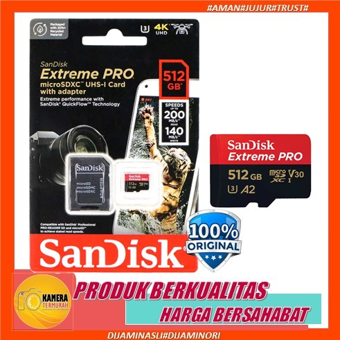 Jual SanDisk Extreme Pro MicroSD 512GB A2 200MB S V30 U3 4K Shopee