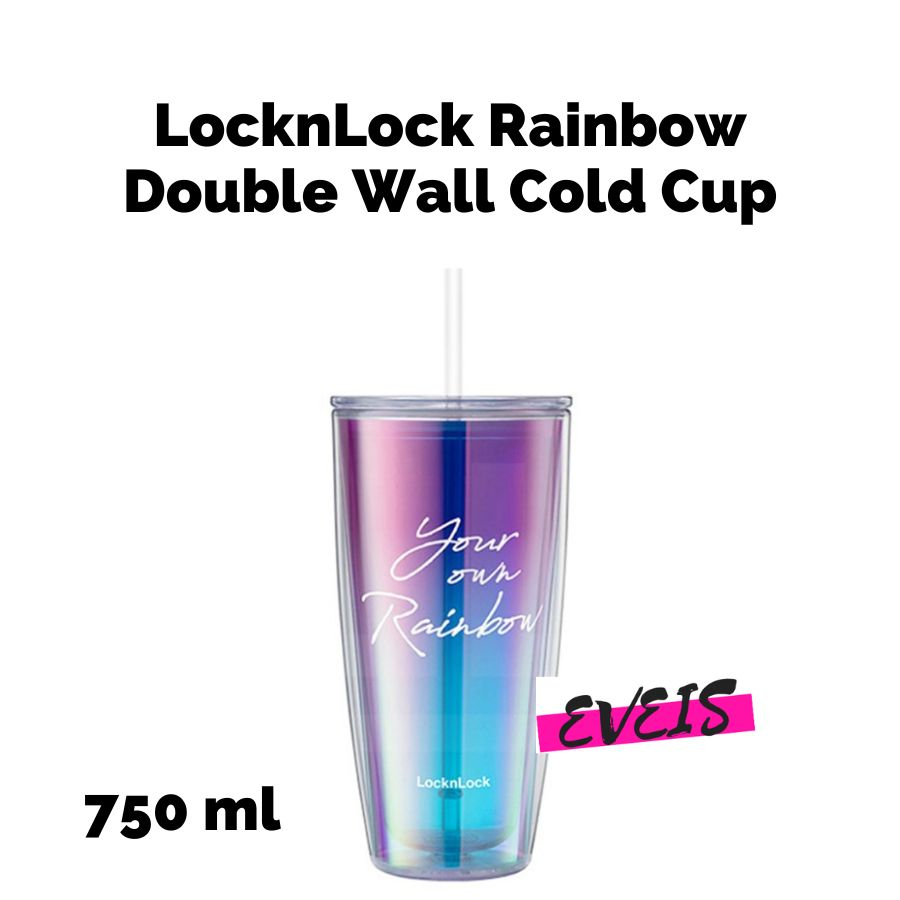 Jual LocknLock Rainbow Double Wall Cold Cup 750ml With Straw Tumbler