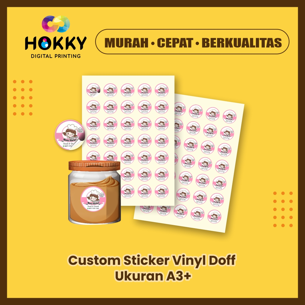 Jual CETAK STIKER LABEL VINYL DOFF A3 KEMASAN BRAND LOGO OLSHOP LOGO