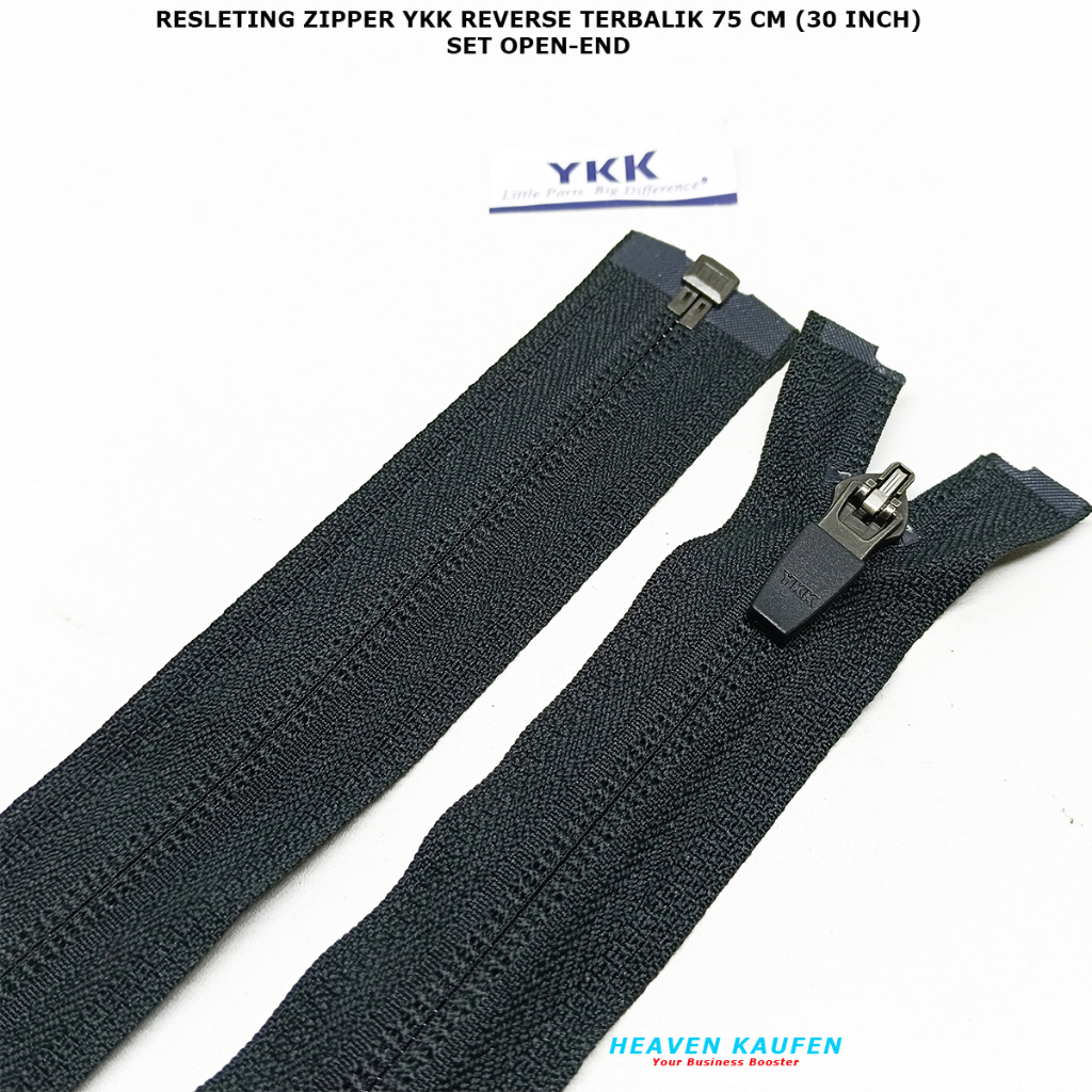 Jual Resleting Zipper YKK Reverse Terbalik 75 Cm Atau 30 Inch Hitam Set