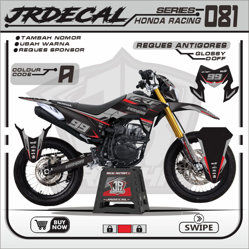 Jual Decal Crf L Hitam Abu Abu Fullbody Supermoto Simple Custom