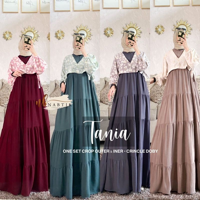 Jual Setelan Gamis Plus Outer Tania One Set Elegan By Nabtik Shopee