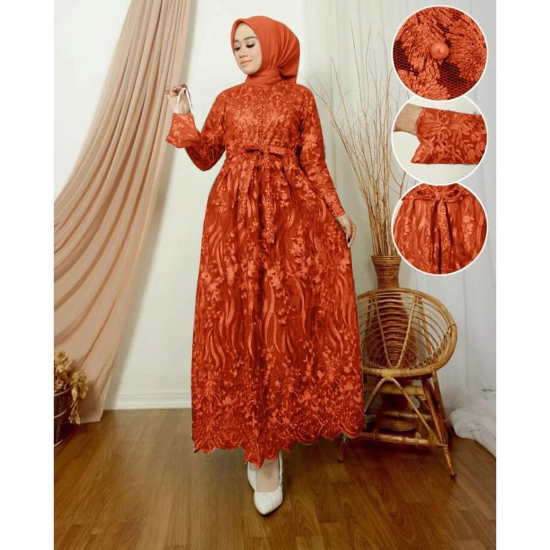 Jual Gamis Busui Full Brukat Amalia Kombinasi Brukat Tile Baju