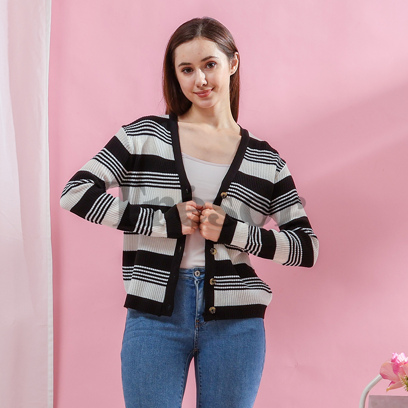 Jual Tresor Lucy Knit Top Cardigan Rajut Cardigan Rajut Stripe Garis