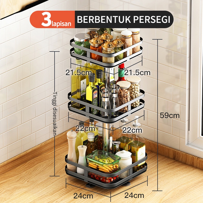 Jual Homeus Rak Dapur Rak Bumbu Putar 360 Derajat Rak Bumbu Dapur