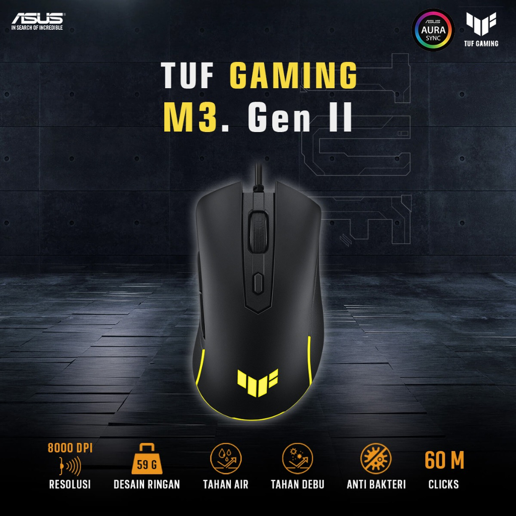 Jual MOUSE ASUS TUF GAMING M3 GEN II Ergonomic Wired RGB With 8000 Dpi