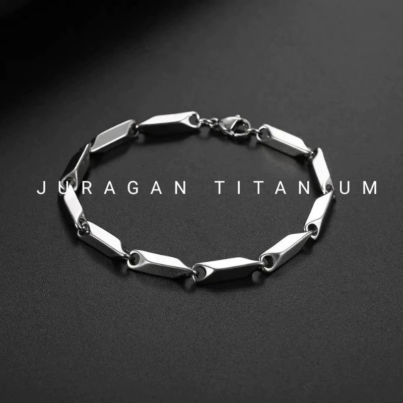 Jual Gelang Rantai Titanium Model Padi Simple Anti Karat Pria Dan