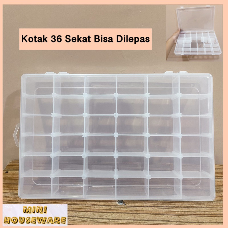 Jual Kotak Plastik 36 Sekat BISA DILEPAS Kotak Obat Kotak Sekat