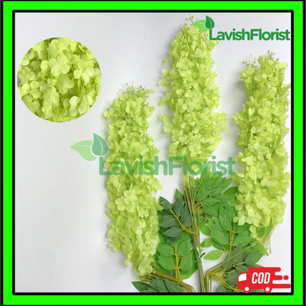 Jual 1 Lusin Juntai Wisteria Jumbo Gantung Daun Rambat Plastik Bunga