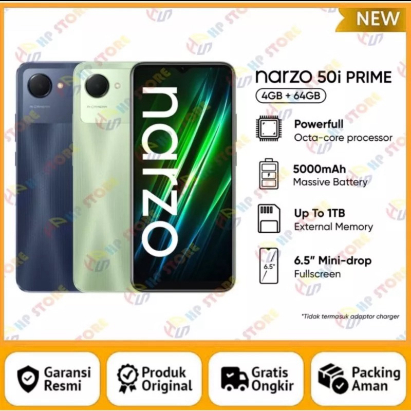 Jual Realme Narzo 50i Prime 4 64GB Garansi Resmi Powerful Octa Core