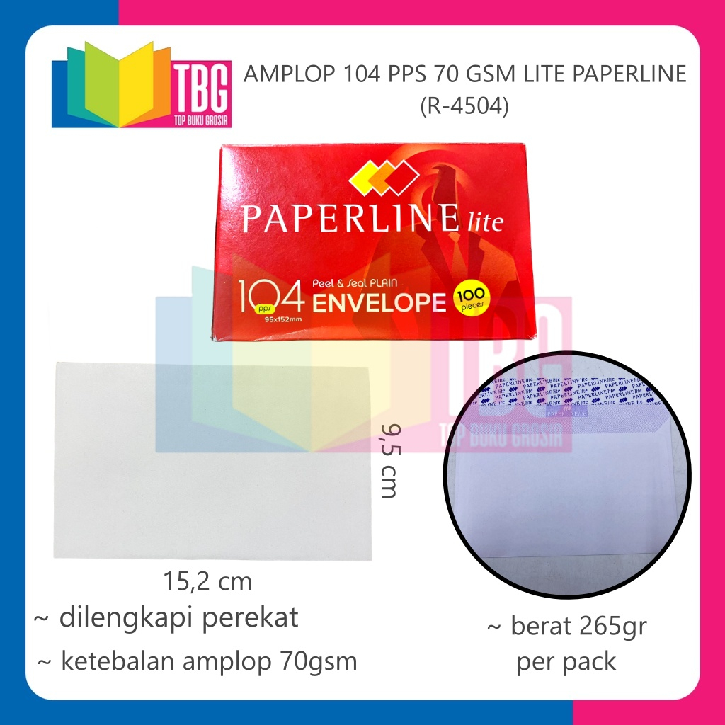 Jual 1 PACK AMPLOP 104 PPS 70 GSM LITE PAPERLINE ENVELOPE AMPLOP PUTIH