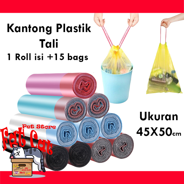 Jual Kantong Plastik Sampah Dengan Tali Trashbag Roll Plastik