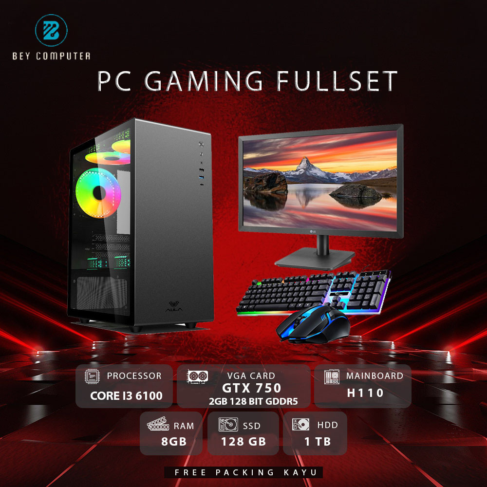 Jual PC GAMING CORE I3 6100 VGA GTX 750 RAM 8GB SSD 128GB HDD