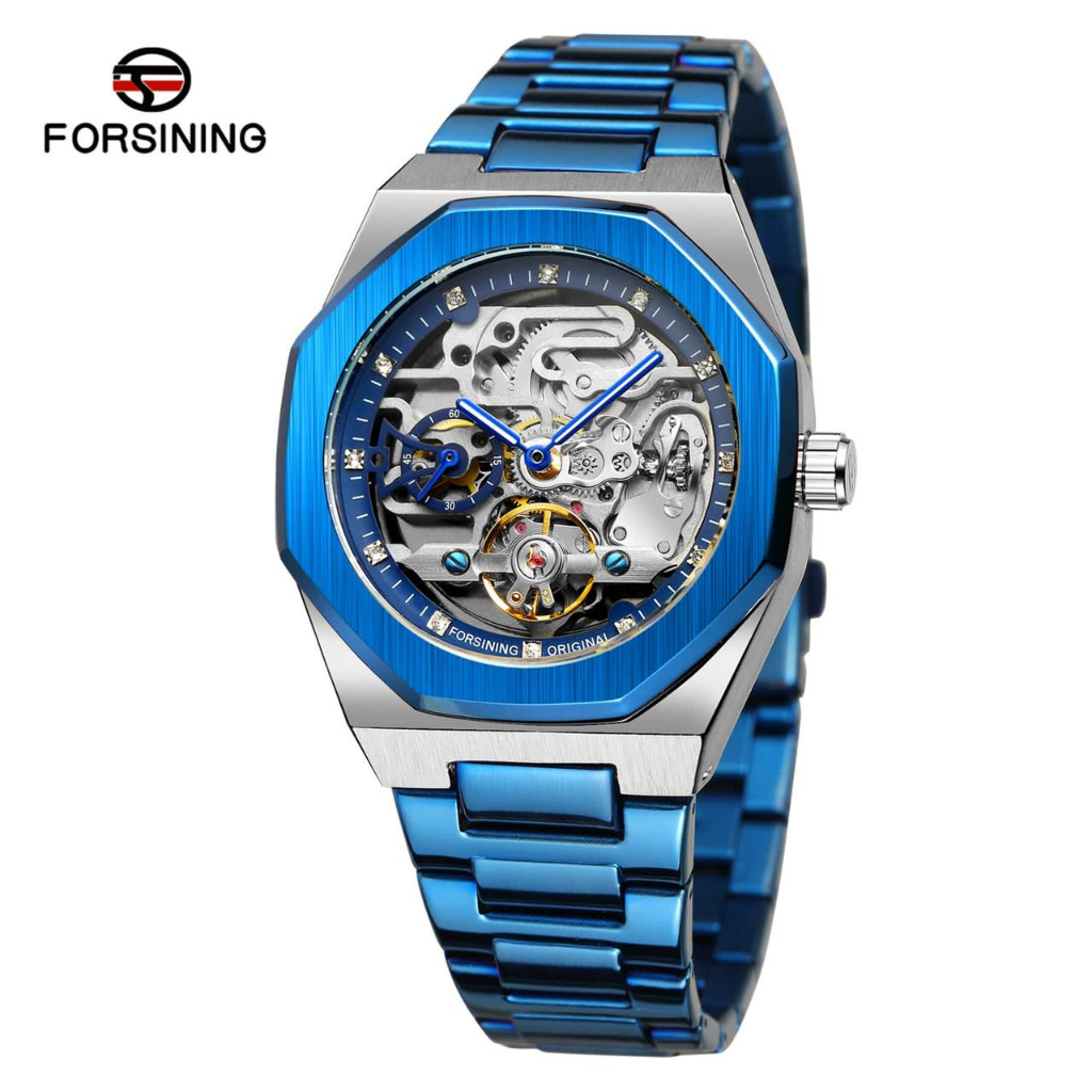 Jual Jam Pria FORSINING Automatic Tourbillon Original Blue Dial Water