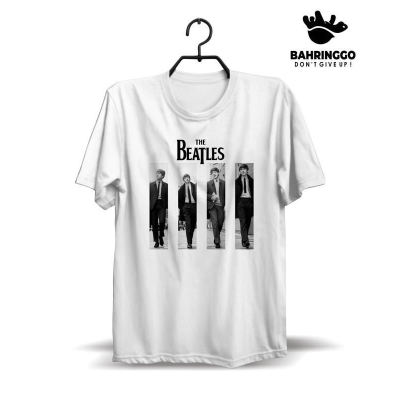 Jual KAOS KEREN PRIA DESAIN THE BEATLES SABLON DTG DTF BAHAN KATUN