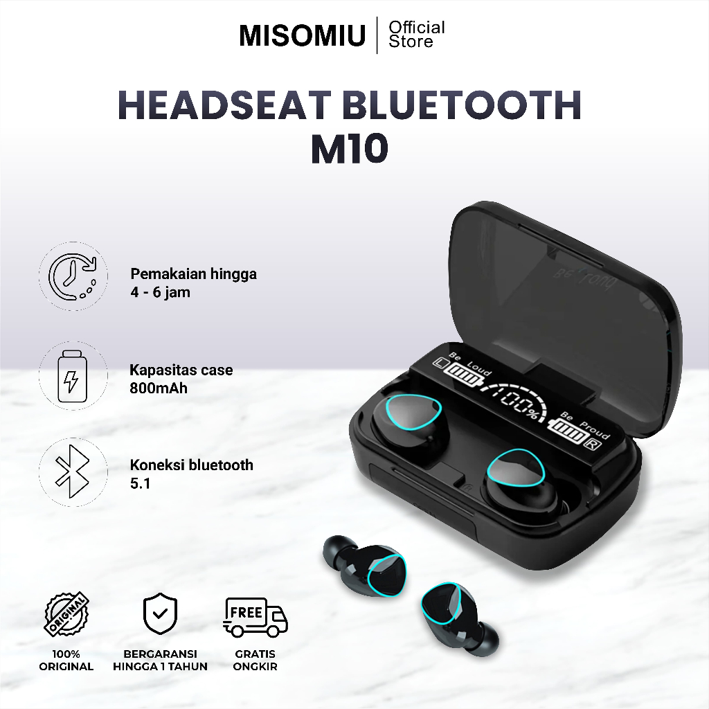 Jual Wireless Earphone TWS M10 PRO TWS Powerbank 3500mAh LED Display