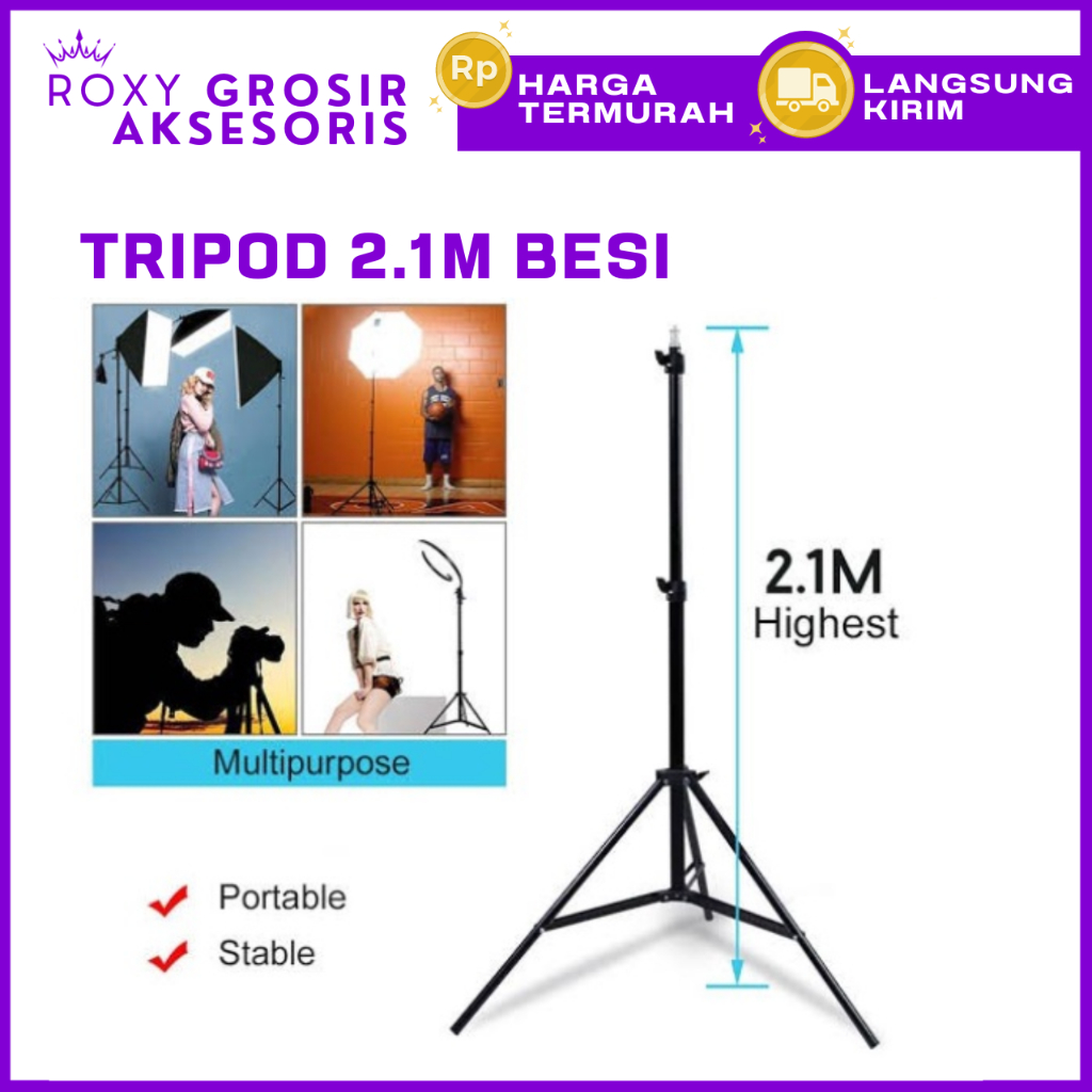 Jual Tripod 2 Meter Besi Kokoh Stand Tripot 2 1M Tripod HP Kamera Stand