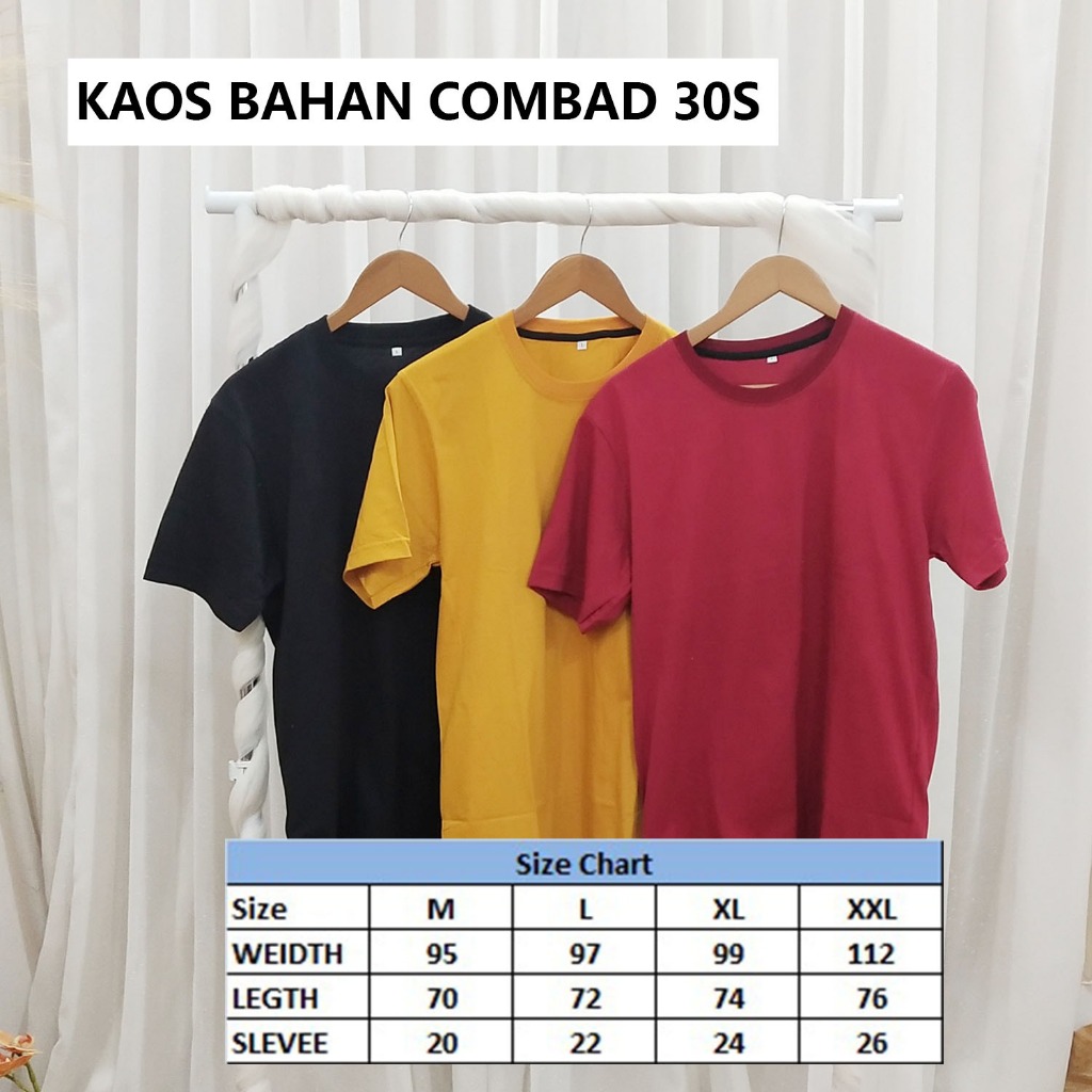 Jual Kaos Polos Premium Combad 30s UNISEX M L XL Kaos Polos Pria