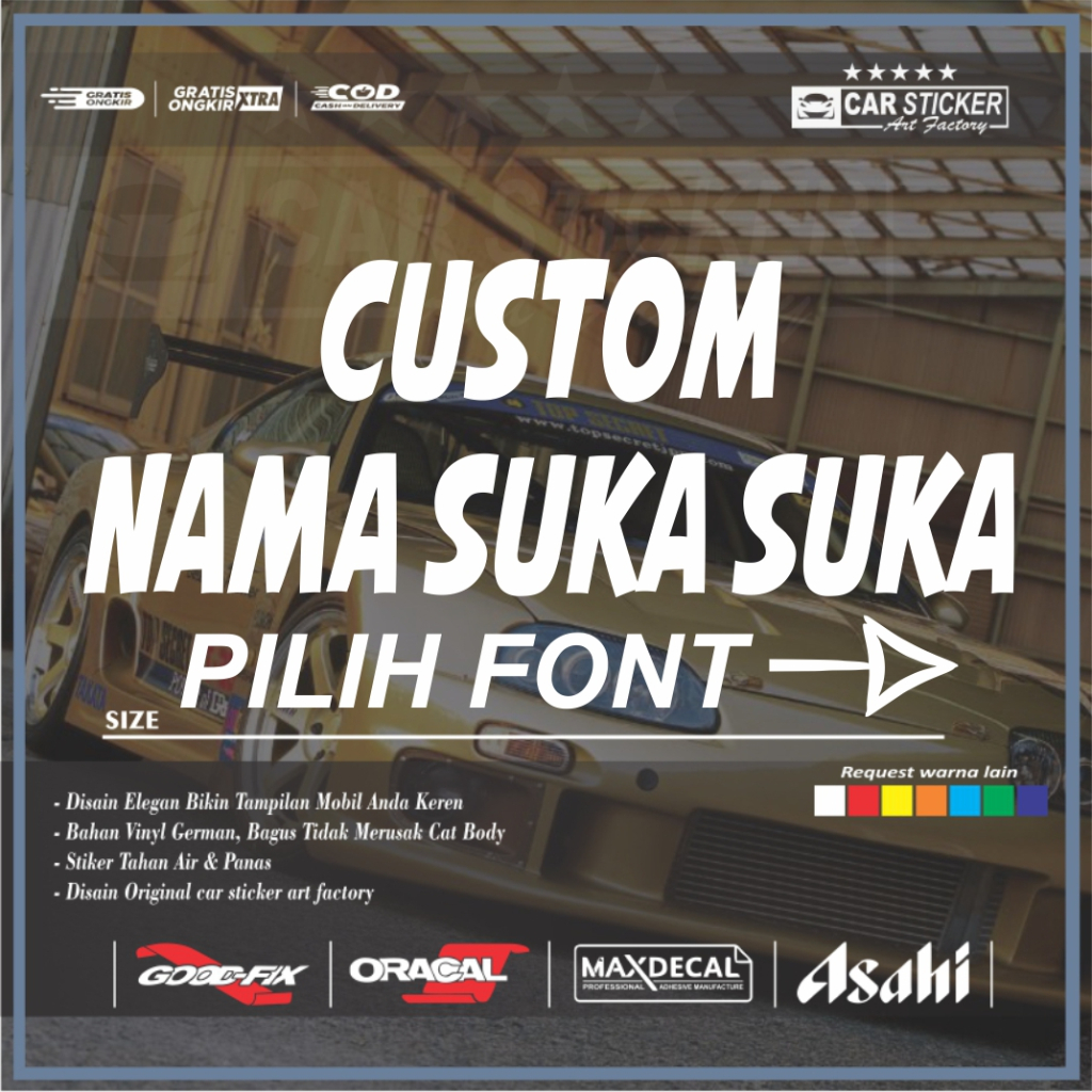 Jual Sticker Custom Stiker Nama Mobil Motif Cutting Sticker Custom Kaca