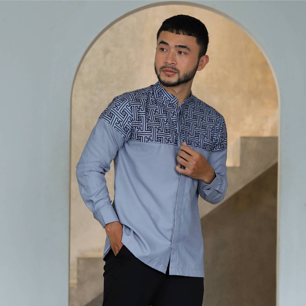 Jual Saviq Baju Koko Muslim Elegan Motif Batik Kemeja Kurta Pakistan