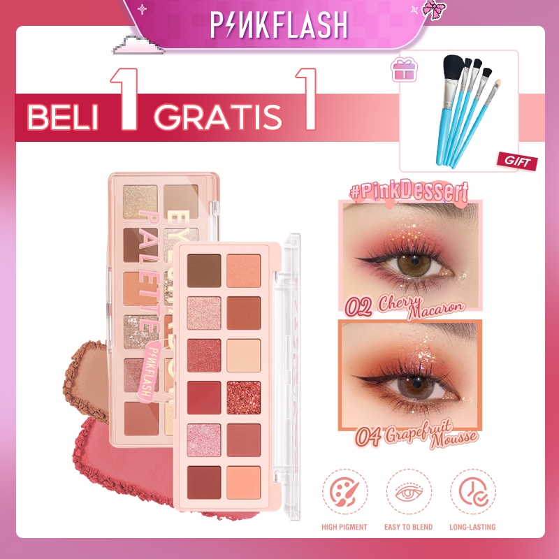 Jual Pinkflash Pink Dessert Shades Eyeshadow Palette High Pigment